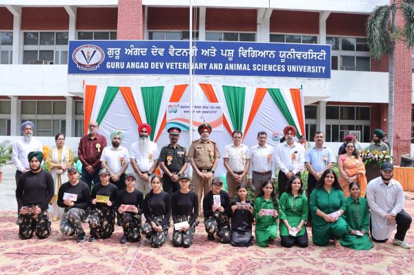 Dr. Jatinder Paul Singh Gill, Vice-Chancellor, along with the University authorities, felicitated the students for their outstanding patriotic performance during the 80th Independence Day Celebration